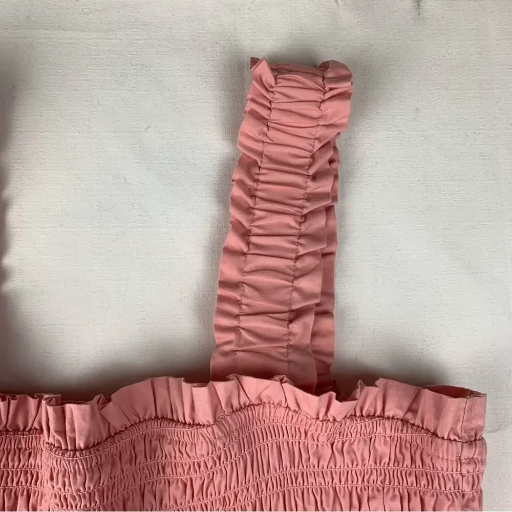 Abercrombie & Fitch women's XXL Pink tiered maxi Smocked Dress preppy guest 2x